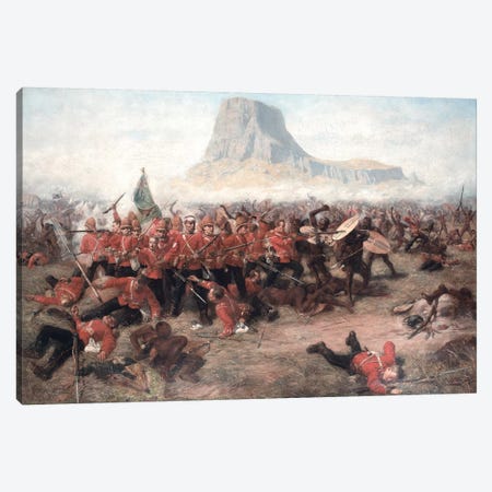 The Battle of Isandlwana: The Last Stand of the 24th Regiment of Foot  during the Zulu War, 22nd January 1879, c.1885 Canvas Print #BMN9430} by Charles Edwin Fripp Canvas Artwork