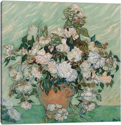 Roses, 1890 Canvas Art Print - Vincent van Gogh