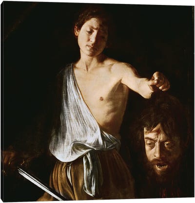 David with the Head of Goliath, 1606 Canvas Art Print - Michelangelo Merisi da Caravaggio