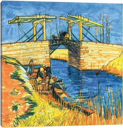 Le Pont de Langlois a Arles, 1888 Canvas Art Print - Post-Impressionism Art
