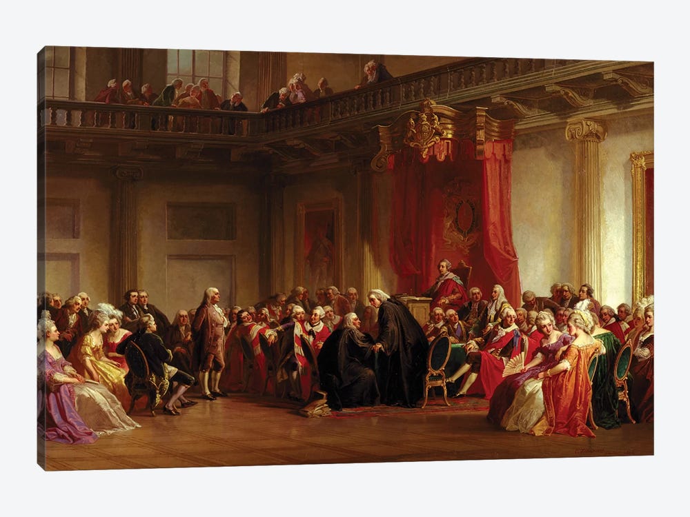 Benjamin Franklin Appearing before the Privy Council by Christian Schussele 1-piece Canvas Print
