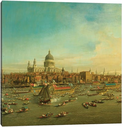 The River Thames with St. Paul's Cathedral on Lord Mayor's Day, c.1747-8 Detail Canvas Art Print