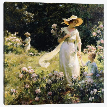 Among the Laurel Blossoms, 1914 Canvas Print #BMN9468} by Charles Courtney Curran Canvas Print