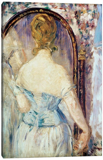 Woman Before a Mirror, 1876-77 Canvas Art Print - Edouard Manet