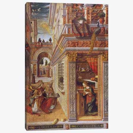 The Annunciation with St. Emidius, 1486 Canvas Print #BMN9475} by Carlo Crivelli Canvas Art Print