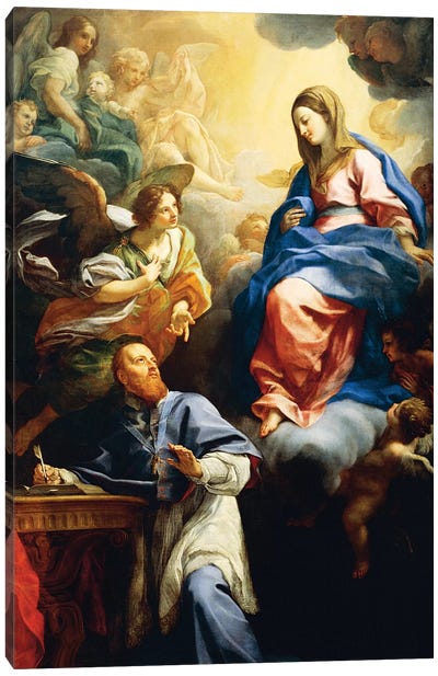Virgin with Child appearing to St. Francis de Sales, 1691 Canvas Art Print - Virgin Mary
