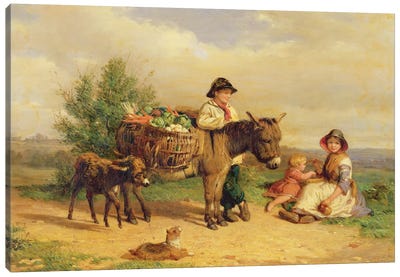 A Pause on the Way to Market Canvas Art Print