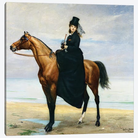 Equestrian Portrait of Mademoiselle Croizette, 1873 Canvas Print #BMN9514} by Charles Emile Auguste Carolus-Duran Canvas Artwork