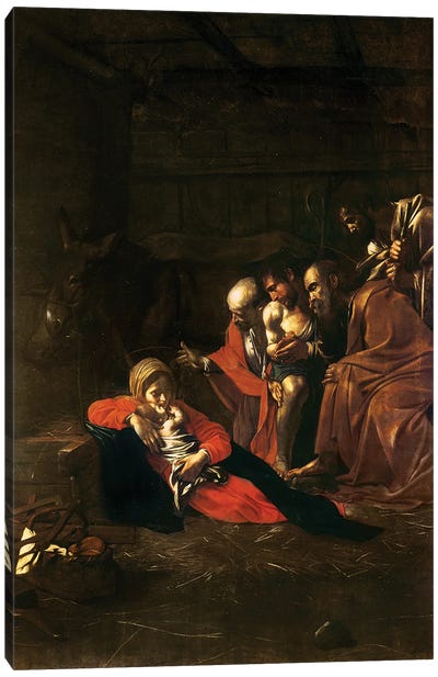 Adoration of the Shepherds Canvas Art Print - Michelangelo Merisi da Caravaggio