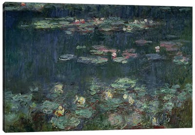 Waterlilies: Green Reflections, 1914-18  Canvas Art Print - Pond Art