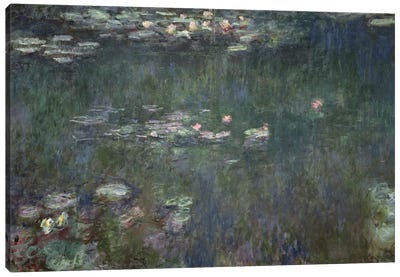 Waterlilies: Green Reflections, 1914-18  Canvas Art Print - Lily Art