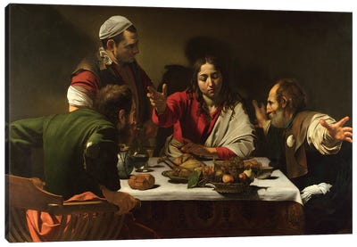 The Supper at Emmaus, 1601 Canvas Art Print - Religion & Spirituality Art