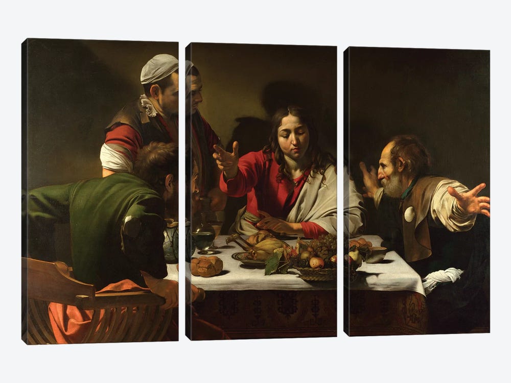 The Supper at Emmaus, 1601 by Michelangelo Merisi da Caravaggio 3-piece Canvas Art Print