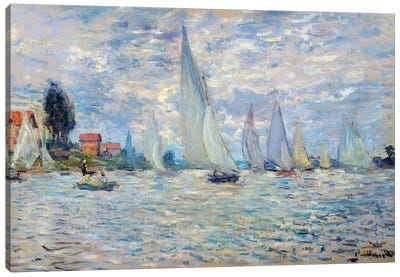 The boats. Regates a Argenteuil Painting Canvas Art Print - All Things Monet
