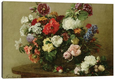 French Roses and Peonies, 1881 Canvas Art Print