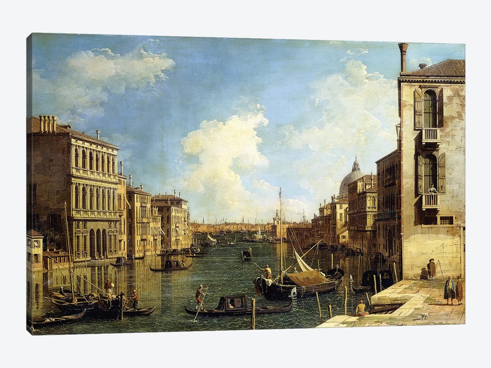 The Grand Canal, Venice, Looking East from the Campo di San Vio, by Canaletto 1-piece Canvas Print
