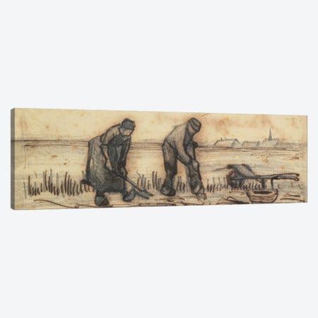 The Potato Harvest, from a series of four drawings representing the four seasons Canvas Print #BMN9586} by Vincent van Gogh Canvas Art Print