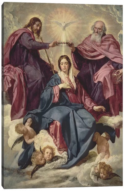 Coronation of the Virgin, c.1641-42  Canvas Art Print - Christian Art