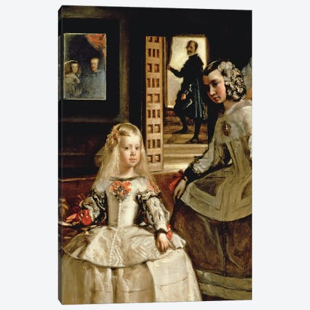 Las Meninas, detail of the Infanta Margarita and her maid, 1656   Canvas Print #BMN9604} by Diego Rodriguez de Silva y Velazquez Canvas Artwork