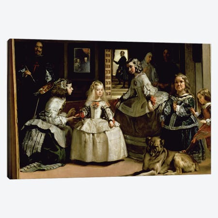Las Meninas, detail of the lower half depicting the family of Philip IV  of Spain, 1656   Canvas Print #BMN9605} by Diego Rodriguez de Silva y Velazquez Canvas Wall Art