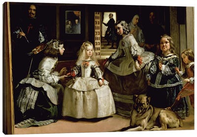Las Meninas, detail of the lower half depicting the family of Philip IV  of Spain, 1656   Canvas Art Print