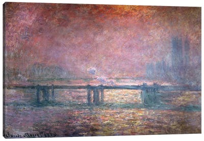 The Thames at Charing Cross, 1903  Canvas Art Print - Claude Monet