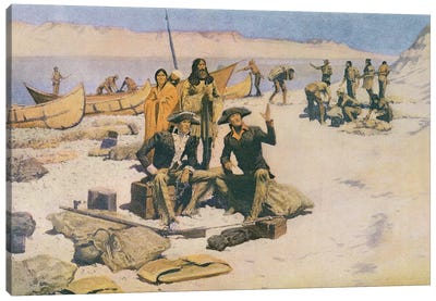 Lewis and Clark at the mouth of the Columbia River, 1805, from 'Collier's Magazine', May 12th 1906  Canvas Art Print