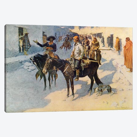 Zebulon Pike Entering Santa Fe, illustration published in 'Collier's Weekly', 1906  Canvas Print #BMN9640} by Frederic Remington Canvas Art Print