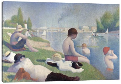 Bathers at Asnières, 1884  Canvas Art Print - Georges Seurat