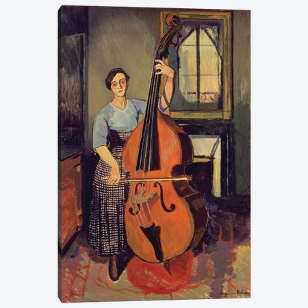 Woman with a Double Bass, 1908 Canvas Print #BMN9685} by Marie Clementine Valadon Canvas Artwork