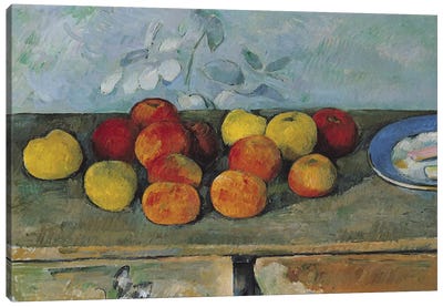 Still life of apples and biscuits, 1880-82  Canvas Art Print - Paul Cezanne