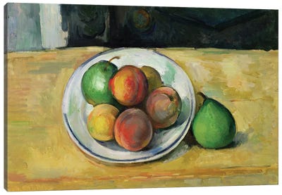 Still Life with a Peach and Two Green Pears, c. 1883-87  Canvas Art Print - Post-Impressionism Art