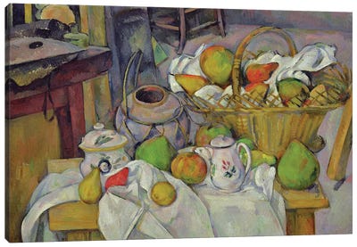 Still life with basket, 1888-90  Canvas Art Print - Paul Cezanne