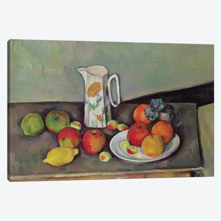 Still life with milk jug and fruit, c.1886-90  Canvas Print #BMN9720} by Paul Cezanne Canvas Art