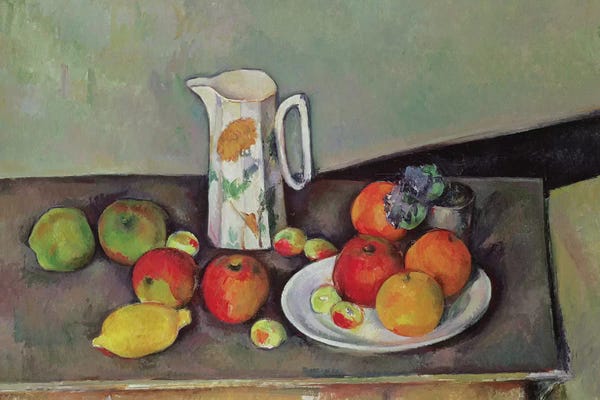 Post-Impressionism: Still life with milk jug and fruit, c.1886-90  by Paul Cezanne