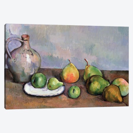 Still Life with Pitcher and Fruit, 1885-87  Canvas Print #BMN9721} by Paul Cezanne Canvas Art