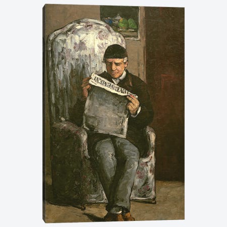 The Artist's Father, Reading "L'Événement", 1866  Canvas Print #BMN9724} by Paul Cezanne Canvas Art Print