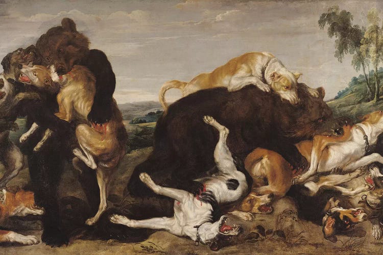 Bear Hunt or, Battle Between Dogs and Bears  by Paul De Vos wall art