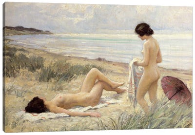 Summer on the Beach  Canvas Art Print - Paul Fischer