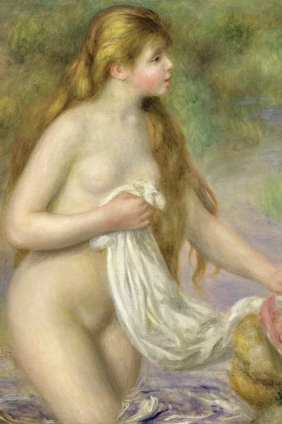 Bather with long hair, c.1895  by Pierre-Auguste Renoir canvas print