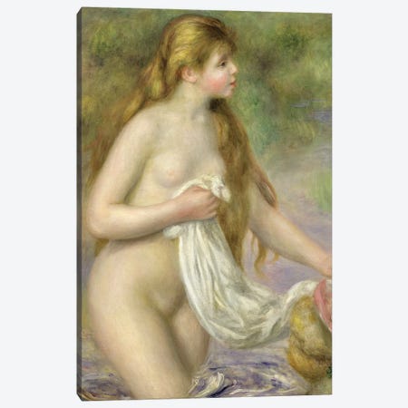 Bather with long hair, c.1895  Canvas Print #BMN9755} by Pierre-Auguste Renoir Canvas Artwork
