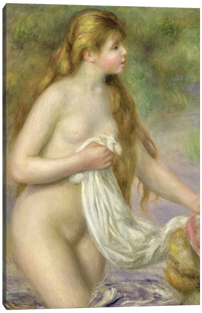 Bather with long hair, c.1895  Canvas Art Print - Pierre Auguste Renoir