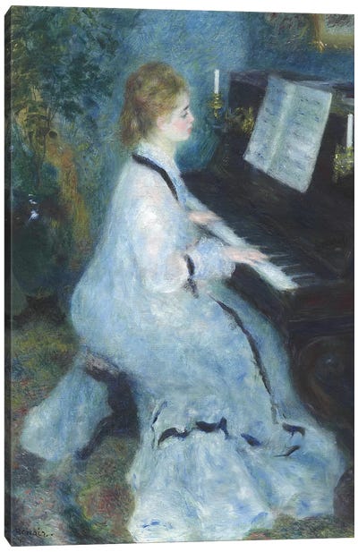 Woman at the Piano, 1875-76  Canvas Art Print - Pierre Auguste Renoir