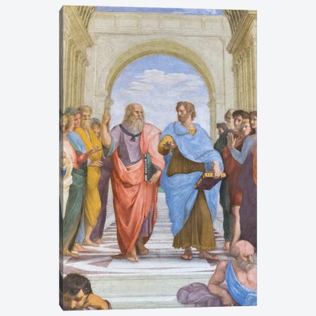 Aristotle and Plato: detail from the School of Athens in the Stanza della Segnatura, 1510-11  Canvas Print #BMN9767} by Raphael Canvas Art Print