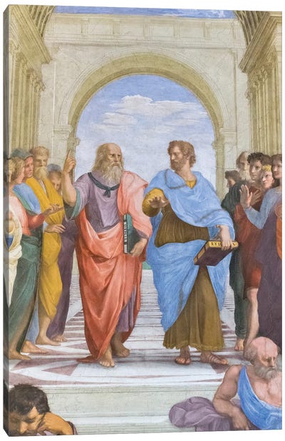 Aristotle and Plato: detail from the School of Athens in the Stanza della Segnatura, 1510-11  Canvas Art Print - Raphael
