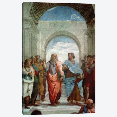 Aristotle and Plato: detail from the School of Athens in the Stanza della Segnatura, 1510-11   Canvas Print #BMN9768} by Raphael Canvas Art
