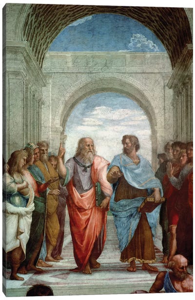 Aristotle and Plato: detail from the School of Athens in the Stanza della Segnatura, 1510-11   Canvas Art Print