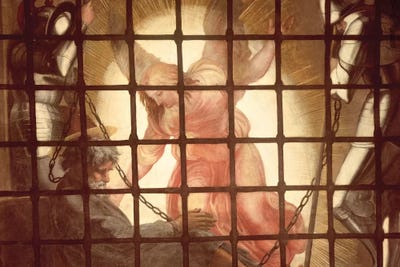 The Angel Wakes St Peter, from 'The Liberation of St Peter' in the Stanza d'Eliodoro, 1512-14    by Raphael framed canvas print