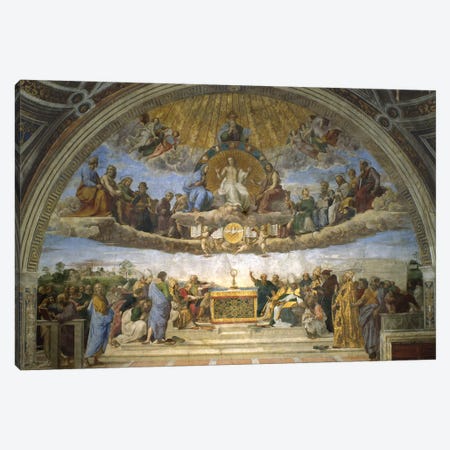 The Disputation of the Holy Sacrament, from the Stanza della Segnatura, 1509-10  Canvas Print #BMN9778} by Raphael Art Print