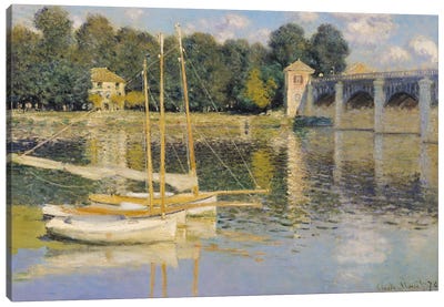 The Bridge at Argenteuil, 1874  Canvas Art Print - All Things Monet